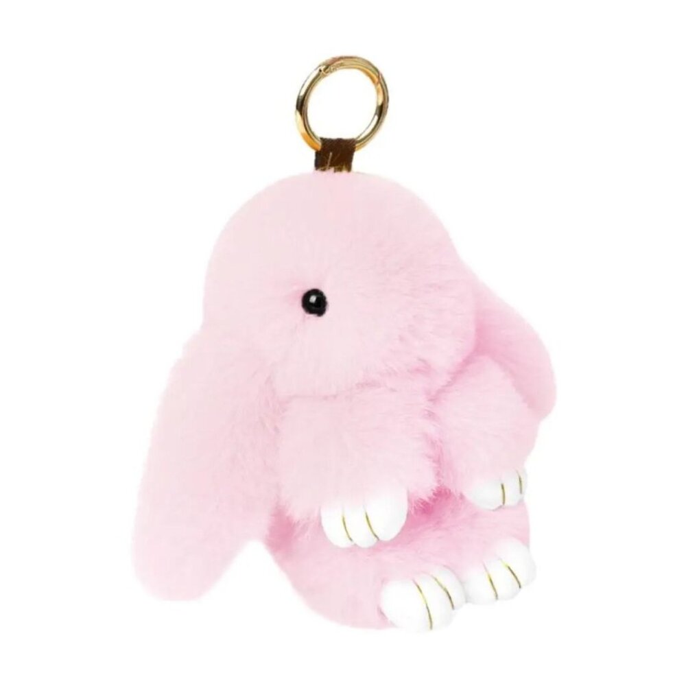 Pink Bunny Plush Keychain – Cute Furry Rabbit Bag Charm